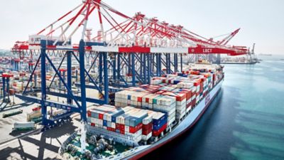 Container ship with goods